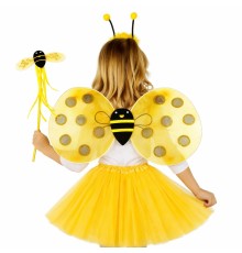 Sarı Renk Arı Kanadı Kostüm Seti (Tütü, Kanat, Taç, Asa)