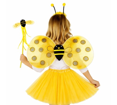 Sarı Renk Arı Kanadı Kostüm Seti (Tütü, Kanat, Taç, Asa)