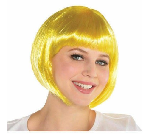 Sarı Renk Parti Peruğu Kısa Küt Saç