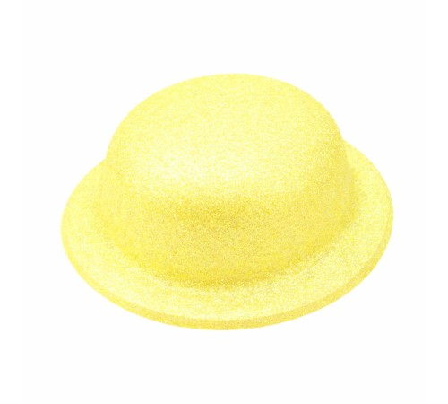 Sarı Simli Melon Şapka | İnce Plastik Glitter Yetişkin Parti Şapkası