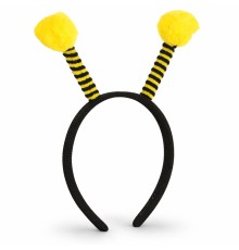 Sarı Siyah Arı Antenli Taç - Çocuk Arı Tacı Mega Ponponlu