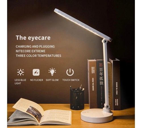 Şarjlı 40 Led Çalışma Okuma Işığı Kademeli Masa Lambası Ayarlanabilir Renk Tonu Ve Parlaklık PS-1912