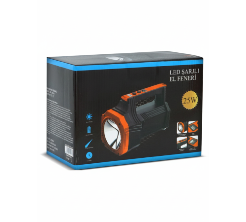 Şarjlı Dev Boy El Feneri 25W Süper Parlak LED El Lambası Kamp, Av ve Güvenlik İçin İdeal