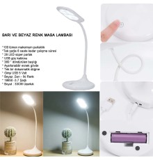 Şarjlı Sarı Ve Beyaz Renk Masa Lambasi Wt-005