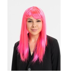 Şeker Pembesi Koyu Pembe Renk Uzun Düz Parti Peruğu