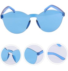 Sert Mika Oval Şekilli Çerçevesiz Mavi Gözlük Retro Parti 5x14 cm