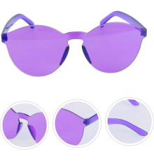 Sert Mika Oval Şekilli Çerçevesiz Mor Gözlük Retro Parti 5x14 cm
