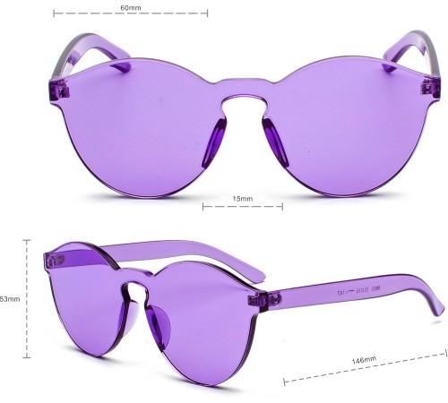 Sert Mika Oval Şekilli Çerçevesiz Mor Gözlük Retro Parti 5x14 cm