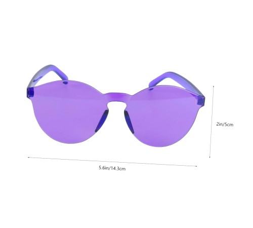 Sert Mika Oval Şekilli Çerçevesiz Mor Gözlük Retro Parti 5x14 cm