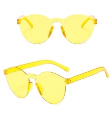 Sert Mika Oval Şekilli Çerçevesiz Sarı Gözlük Retro Parti 5x14 cm