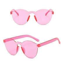 Sert Mika Oval Şekilli Çerçevesiz Pembe Gözlük Retro Parti 5x14 cm