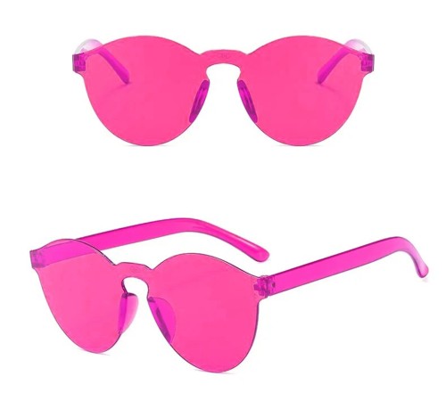 Sert Mika Oval Şekilli Çerçevesiz Fuşya Gözlük Retro Parti 5x14 cm