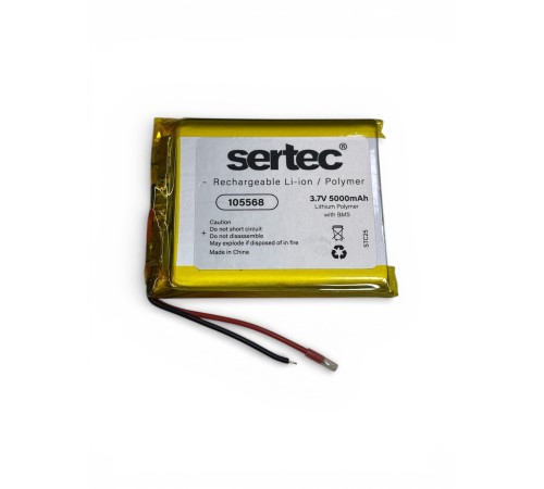 Sertec 105568 3.7V 5000 mAh Li-Polymer Pil (Devreli/1.5A)