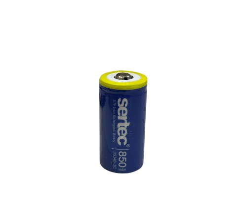 Sertec 3.7V Li-ion 16340 - 850 mAh 3C Başlı Şarjlı Pil
