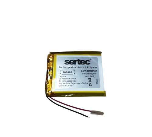 Sertec 785060 3.7V 3000mAh Li-Polymer Pil (Devreli/1.5A)