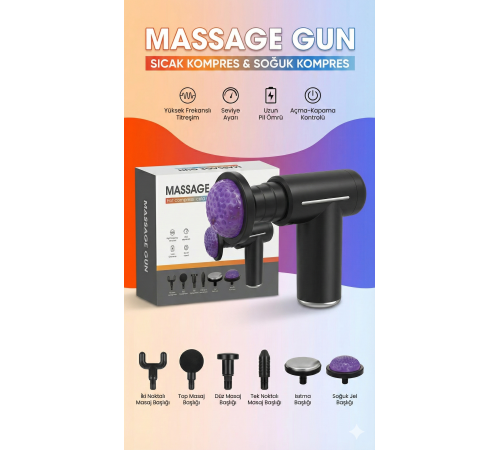 Sıcak Ve Soğuk Terapili Masaj Tabancası - Şarjlı Isıtmalı Masaj Cihazı - Sporcu Masaj Aleti