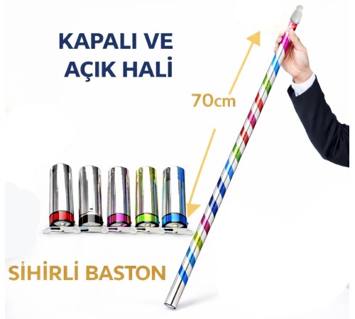 Sihirli Açılır Baston – Mendilden Bastona İlizyon Oyunu (70 cm)