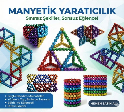 Sihirli Manyetik Toplar Dyum Mıknatıs Küp Bilye 216 Adet Cube Küp Dymium