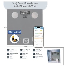 BASKÜL GRİ YAĞ ÖLÇER AKILLI BLUETOOTH CAM BASKÜL