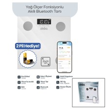 BASKÜL BEYAZ YAĞ ÖLÇER AKILLI BLUETOOTH CAM BASKÜL