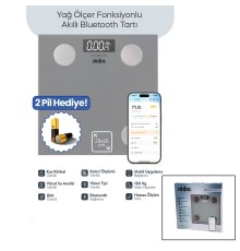 BASKÜL GRİ YAĞ ÖLÇER AKILLI BLUETOOTH CAM BASKÜL