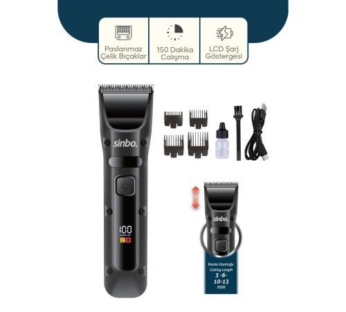 USB ŞARJLI - LCD GÖSTERGELİ SAÇ - SAKAL KESME TRAŞ MAKİNESİ SHC-1911