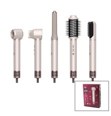 ROSE GOLD AİR BRUSH 5İN1=BUKLE-HACİMLE-DÜZLEŞTİR-2-FIRÇA SAÇ KURUTMA - ŞEKİL MAKİNESİ 1300W3-KDM.HIZ - DERECE SHD-1729