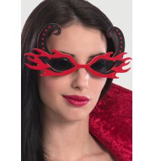 Siyah Boynuzlu Kırmızı Renk Alevli Parti Gözlüğü 21x10 cm