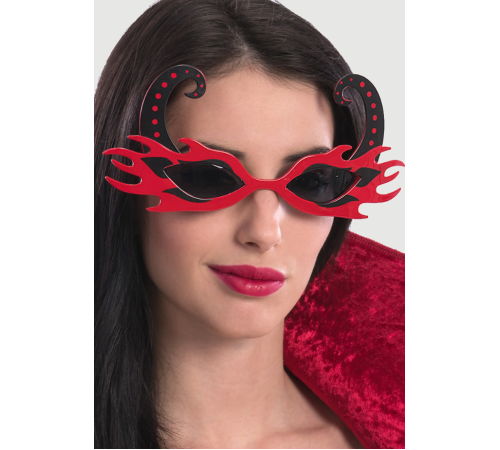 Siyah Boynuzlu Kırmızı Renk Alevli Parti Gözlüğü 21x10 cm