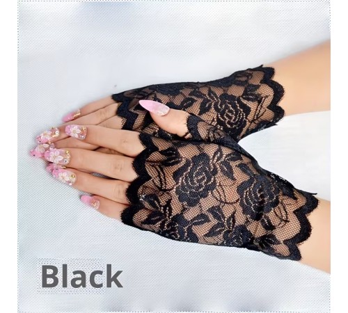 Siyah Dantel Parmaksız Kısa Eldiven