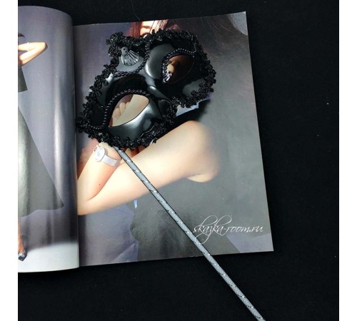 Siyah Işıltılı Tutmalı Fotoğraf Çekimi Maskesi 18x29 cm