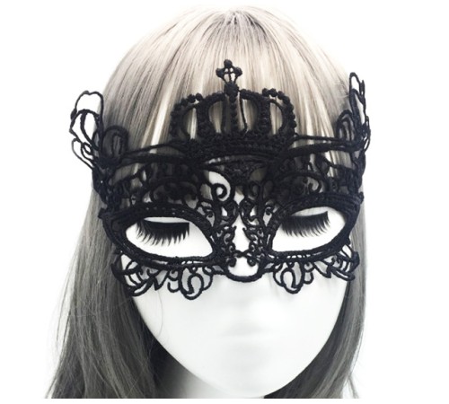 Siyah Renk Dantel Kesim Dantel İşlemeli Balo Parti Maskesi 9 No