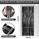 Siyah Renk Ekstra Metalize Parlak Saçaklı Arka Fon Perde İthal A Kalite 1x2 Metre