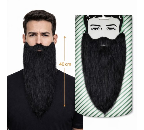 Siyah Renk Lastikli Uzun Takma Sakal 40 cm