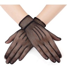 Siyah Renk Likralı File Eldiven Parmaklı Örgü Eldiven Yetişkin Boy