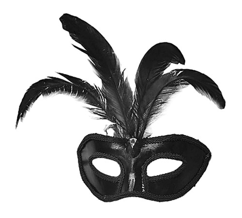 Siyah Renk Rugan Kaplama Siyah Tüylü Parti Maskesi 18x20 cm