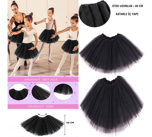 Siyah Renk Tütü Etek Bale Eteği Gösteri Eteği Çocuk Bebek Boy