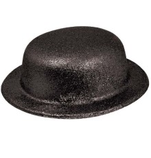 Siyah Renk Yuvarlak Simli Plastik Parti Şapkası