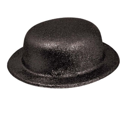 Siyah Renk Yuvarlak Simli Plastik Parti Şapkası
