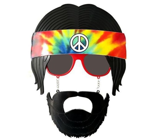 Siyah Saçlı Bandana Tasarımlı Hippi Parti Gözlüğü 26x18 cm