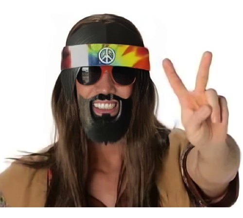 Siyah Saçlı Bandana Tasarımlı Hippi Parti Gözlüğü 26x18 cm