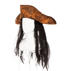 Siyah Saçlı Kaptan Korsan Şapkası