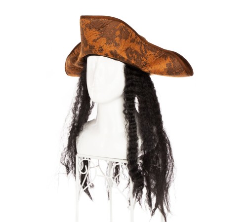 Siyah Saçlı Kaptan Korsan Şapkası