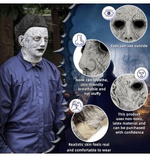 Siyah Saçlı Michael Myers Lateks Yüze Tam Yapışan Et Maske Korku Maskesi