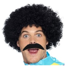 Siyah Scouser Erkek Kısa Peruk 120 Gr ve Bıyık Seti