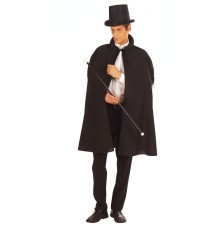 Siyah Sihirbaz Pelerini 120 cm ve Sihirbaz Şapkası 12 cm Yetişkin Boy