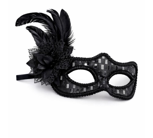 Siyah Tüylü Balo Maskesi Kadın Parti Aksesuarı