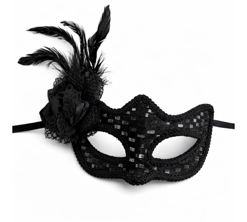 Siyah Tüylü Balo Maskesi Kadın Parti Aksesuarı