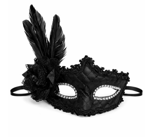 Siyah Tüylü Venedik Lüks Balo Maskesi
