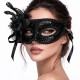 Siyah Venedik Parti Maskesi – Çiçekli Tüylü Payetli
